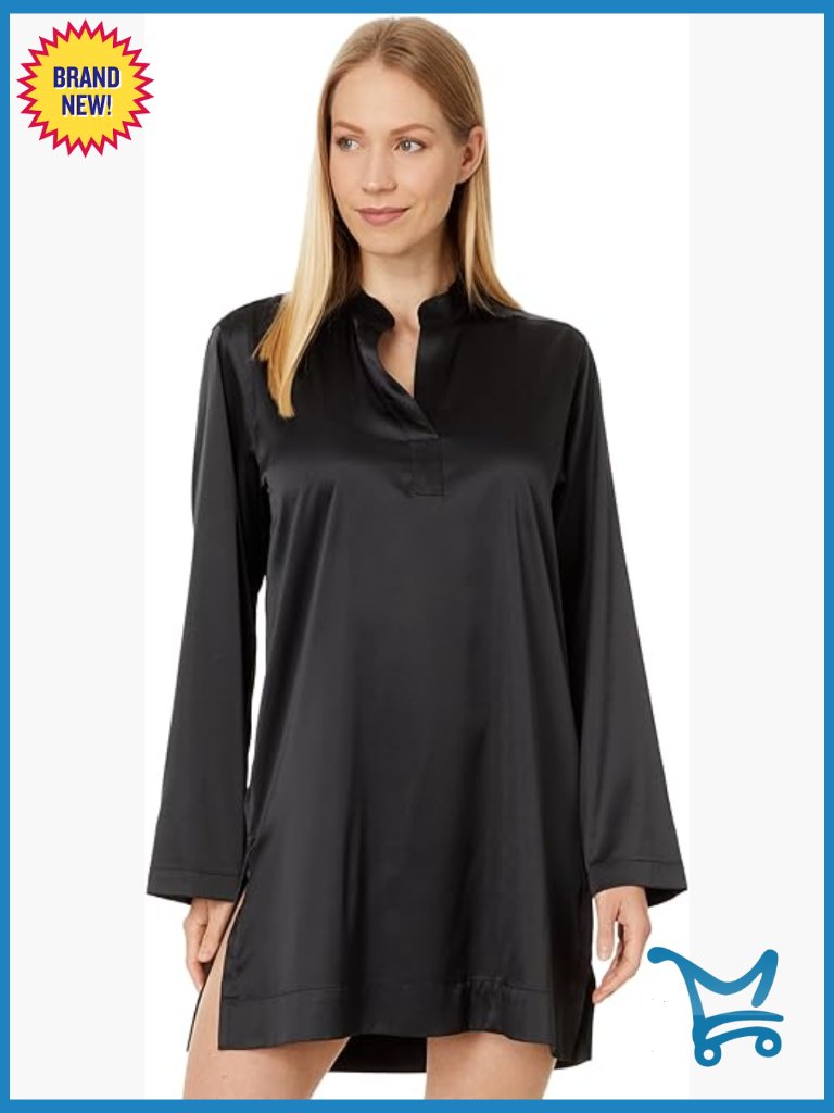 Long Sleeve Nightshirt With Wrinkle Resistant Fabric 33in Length